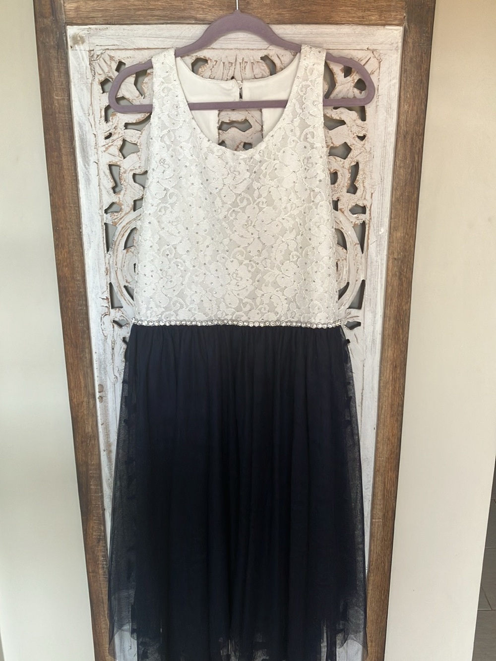 Speechless Girls White Lace Top Black Tulle Skirt Formal Dress